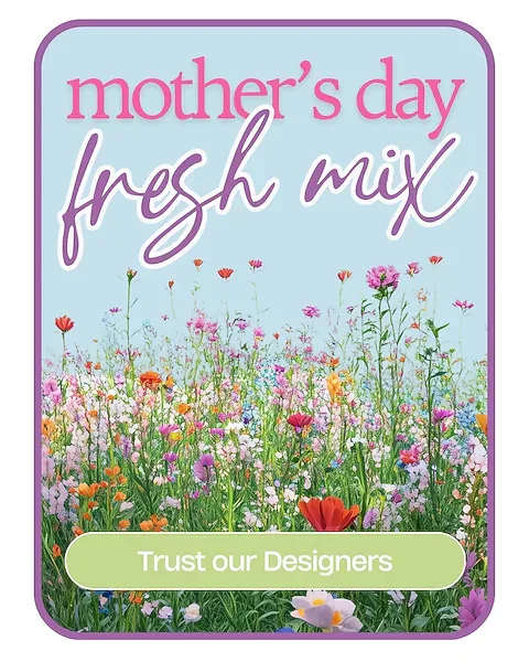 Mother's Day fresh mix card with a wildflower field illustration