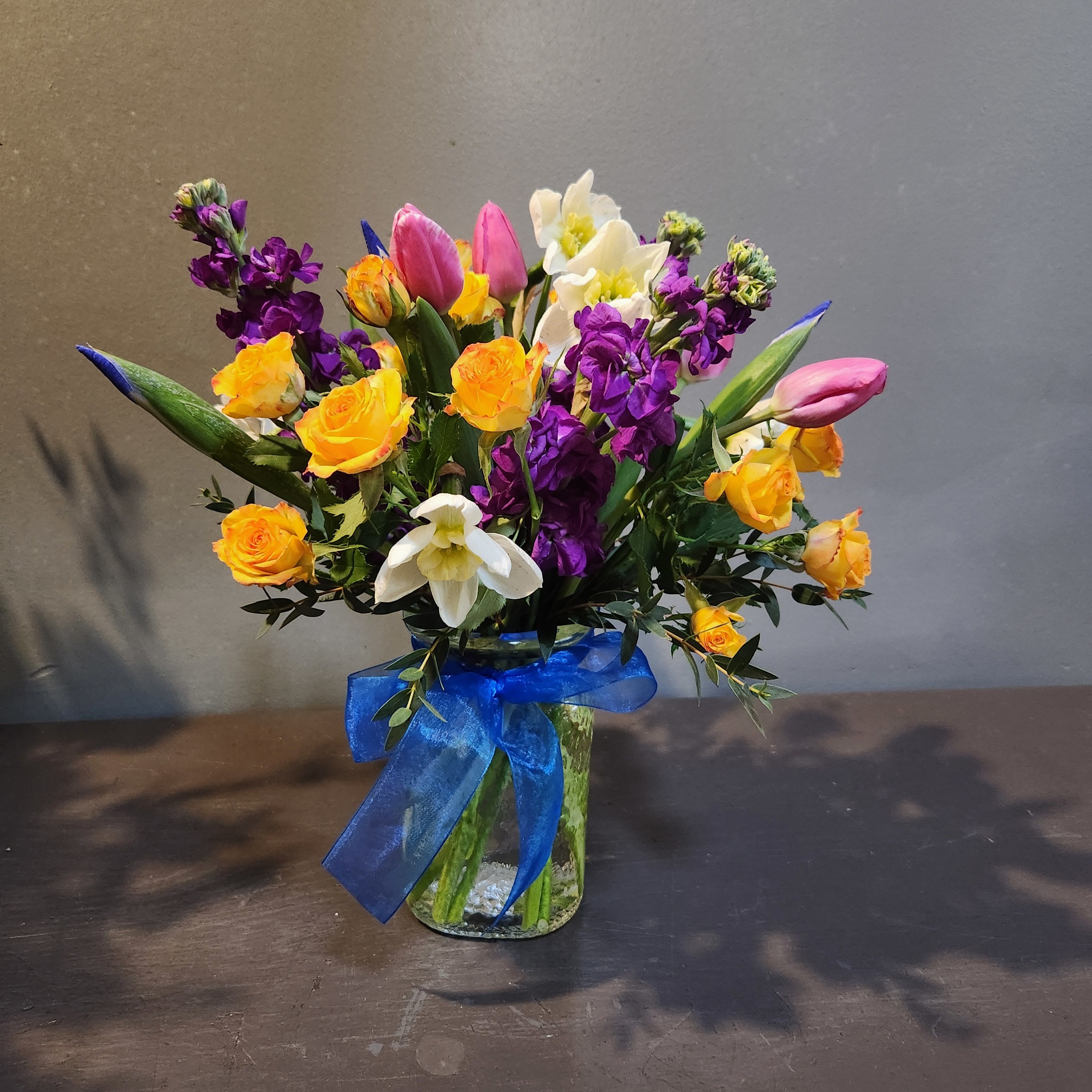 Simply Sweet Bouquet  - This sweet bouquet is simply... sweet!  This bouquet measures approx. 15"Tx12"W and arrives in a glass vase.