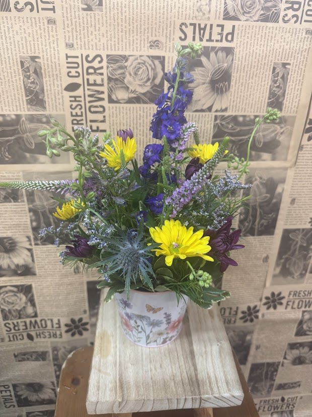 Wildflower Garden - Metal Tin Container Arrangement