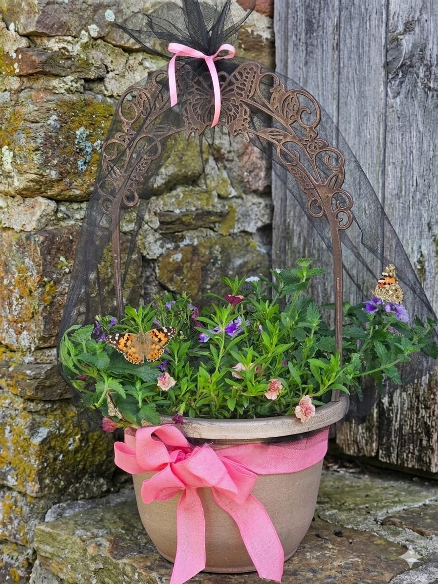 Wings &amp; Blooms Patio Pot - Give a Gift That Takes Flight   Give an experience they'll never forget. Our Wings and Blooming Patio Pot arrives as a beautiful, netted garden filled with vibrant, summer-blooming annuals. Tucked safely inside the netting are live Painted Lady Butterflies ready to be enjoyed right on her patio or porch.  Spend a few days watching the beauty of these pollinators up close. When you're ready, gather the family, open the netting, and make a wish as you release the butterflies into the wild. It’s a moment of magic that creates a lasting memory.  The gift doesn’t end with the release. Once the butterflies have taken flight, simply remove the netting to reveal a professional-grade planter designed to thrive all summer long.  Product Highlights:  Two Gifts in One: A live butterfly release experience followed by a full-season floral planter.  Nurtured with Care: Our annuals are hand-selected for their color, health, and ability to thrive in the summer heat.  Pollinator-Friendly: The flowers in the pot are specifically chosen to continue attracting butterflies and bees  long after the initial release.  
