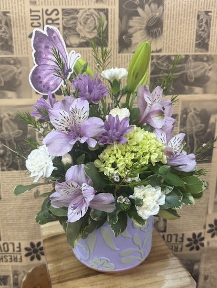 Lavender Luster - Ceramic Container Arrangement