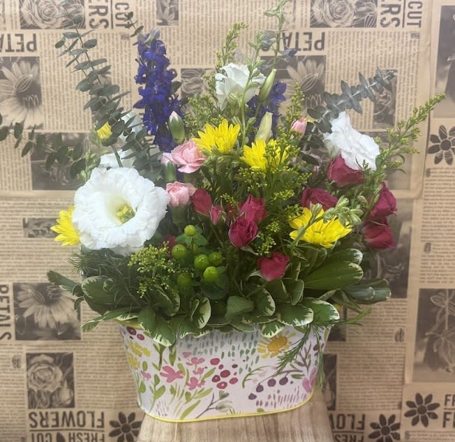 Best Mom Ever Bouquet - Floral Metal Container Arrangement