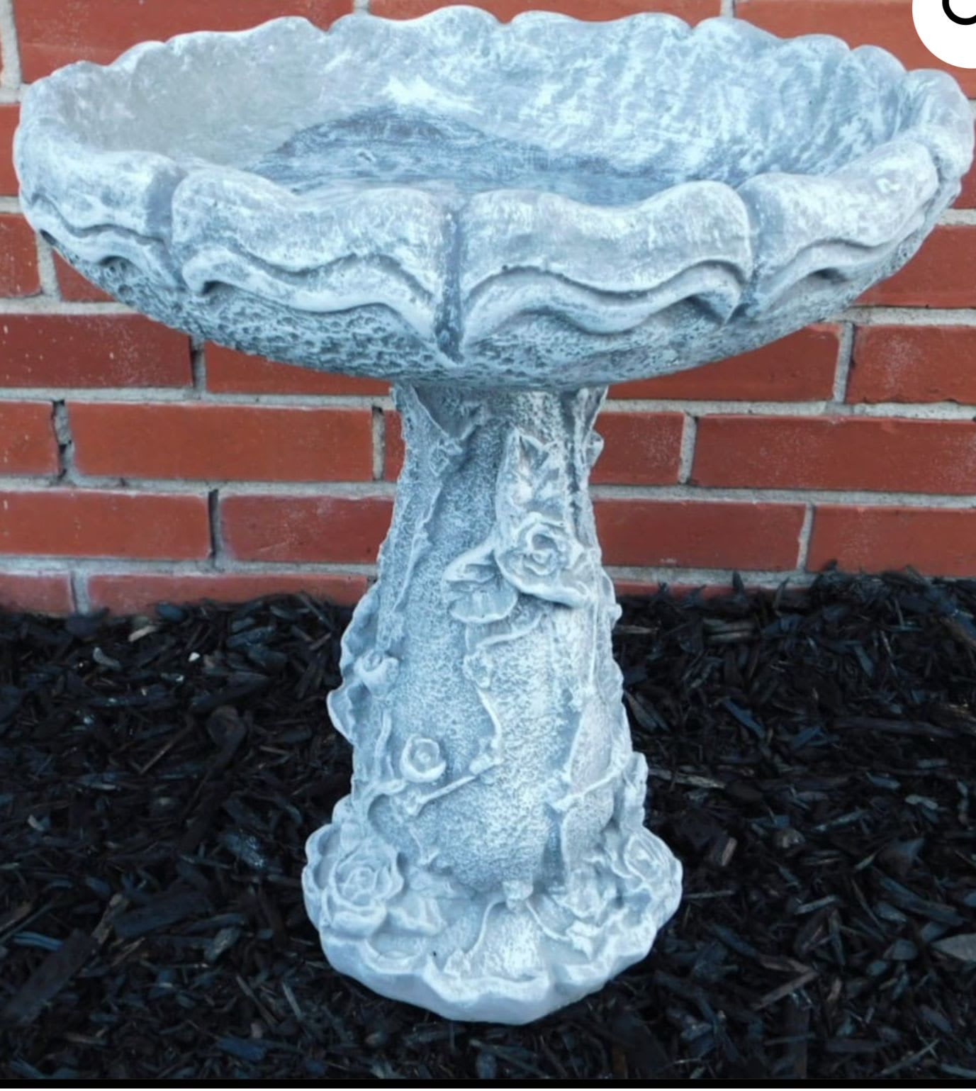 Large Rose Birdbath Concrete Birdbath - A large flowery birdbath for all the prettiest birds.