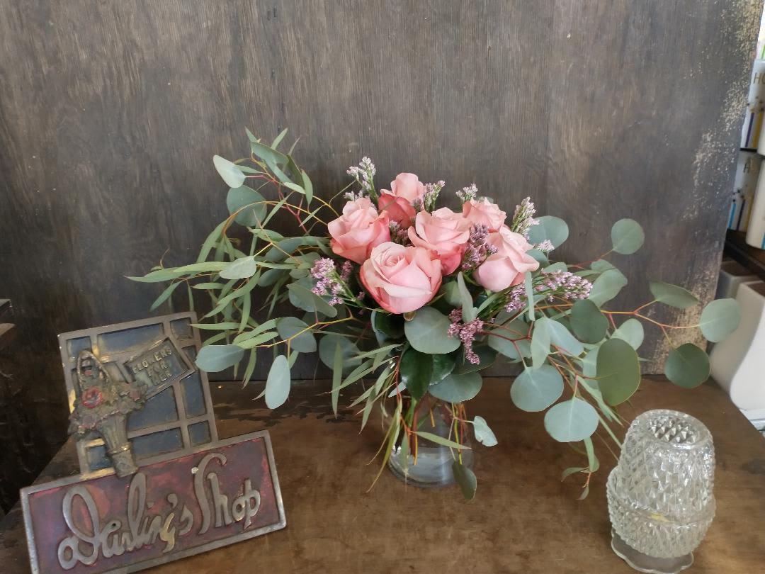 For You Mom - A lovely arrangement of  6 rose filler fashion with feather eucalyptus and silver dollar eucalyptus.  its available, in different colors.  red, white, lavender, orange or mix.  Place your request on the  special instructions 