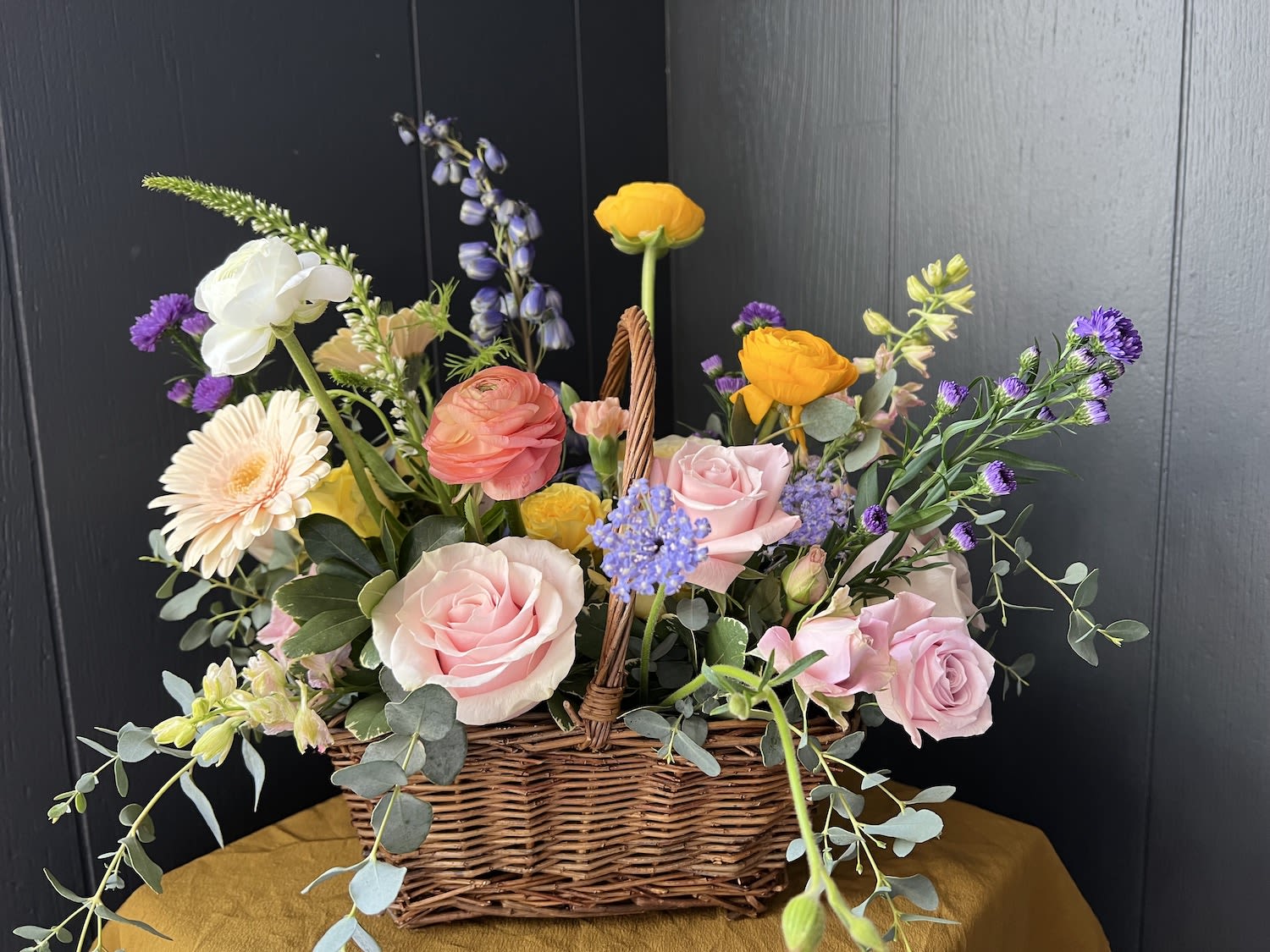 MOTHER'S DAY COLORFUL BASKET ARRANGEMENT - Available Tuesday 5/4-Sunday 5/10.