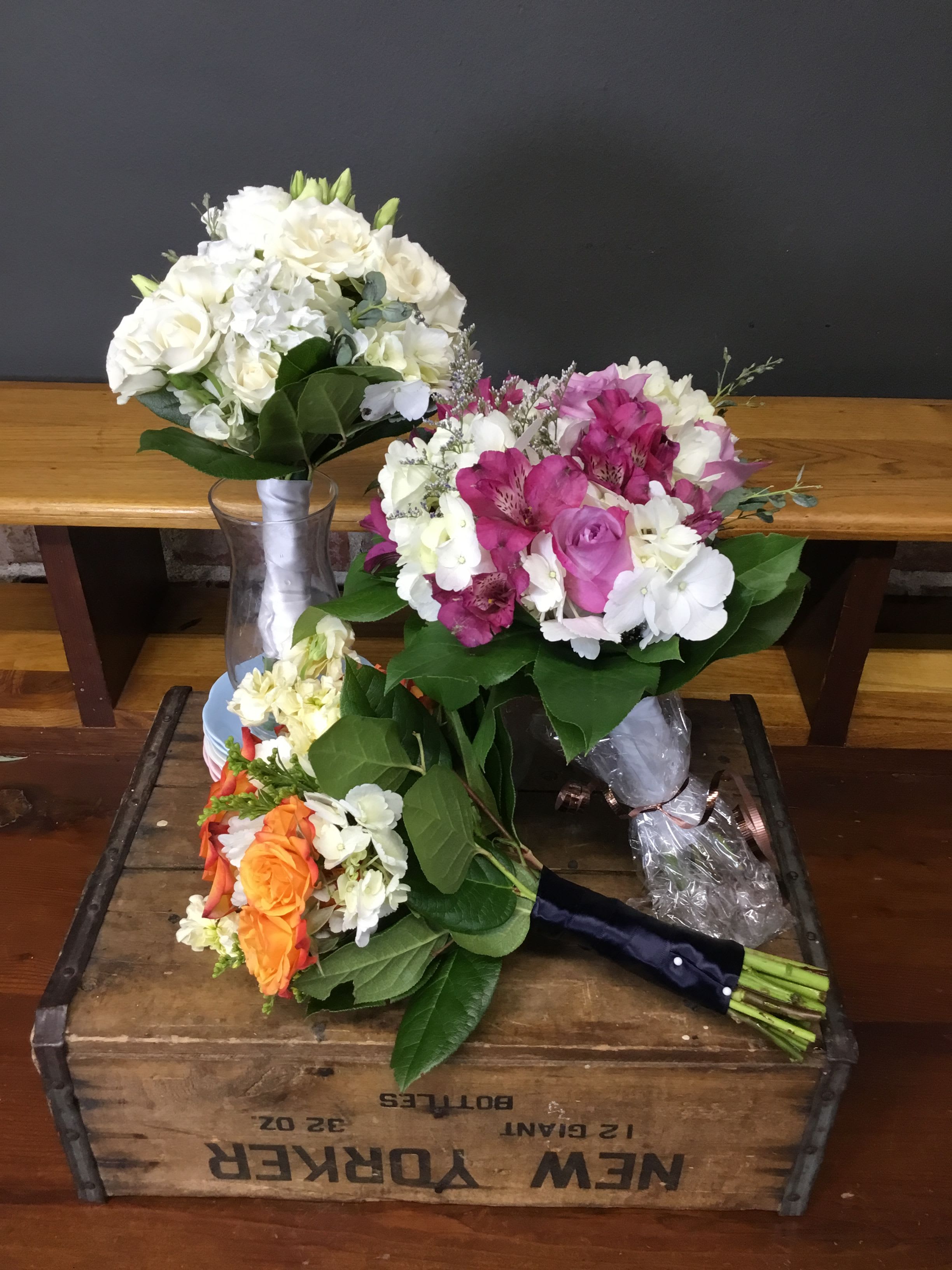 Dance Bouquet - Handheld Bouquet, Hydrangeas, Roses, Alstroemeria. Please specify color preference in special instructions box. Contact us at 816-858-2457 for premium  or custom bouquets. 