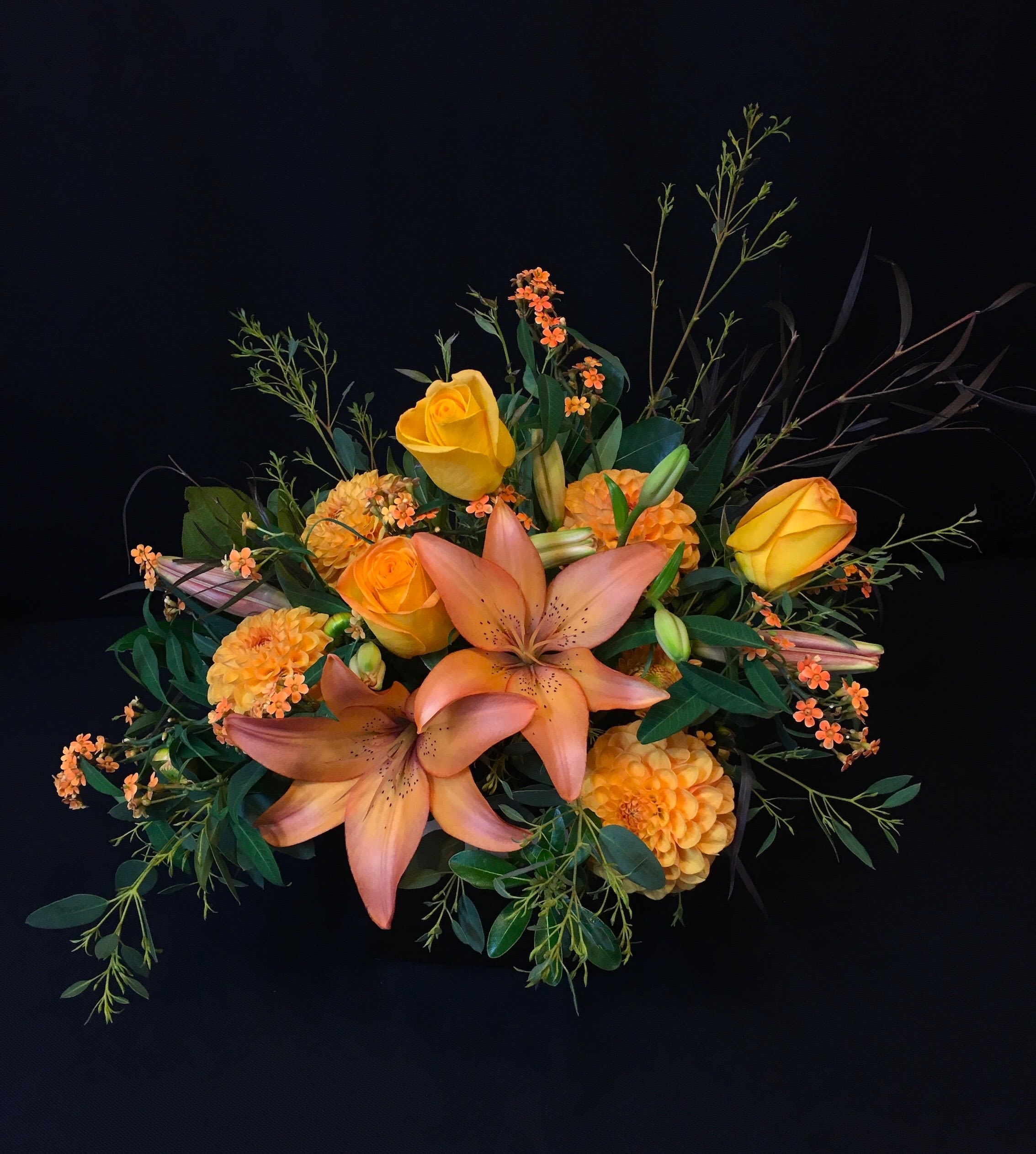 Blossom Bowl with Roses, Color Varies - Elegant arrangement of roses and premium flowers. Color may vary. Be sure to order at least a week ahead to request a color. 3 weeks prior to Valentine's or Mother's day please.