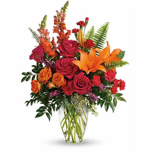 Punch Of Color Flower  -  Pet Friendly? No This arrangement contains lilies, which are highly toxic to cats and can be harmful to household pets. Keep out of reach and avoid homes with curious cats.   Human Allergy Note Lilies are present and can produce pollen that triggers sensitivities for some people. Ask us to remove lily anthers before delivery or keep the arrangement in a well ventilated area away from bedding.   Care &amp; Longevity Trim 1 inch from stems at an angle and place in a clean vase with fresh water and flower food. Change water every 2 days, remove any fading blooms, and keep away from direct sun, heat, and vents for best vase life.   Best Occasions &amp; Situations  Birthday surprise  Anniversary gift  Congratulations  Cheer-up moment  New baby welcome  Thank you gesture  New job or promotion  Housewarming  Why Customers Love It High-impact color balance that photographs beautifully Upright shape with clear focal blooms for a gift-ready presentation Versatile for birthdays, congrats, and summer gatherings Feels fresh and full without being overwhelming Easy to display on a counter, table, or entryway
