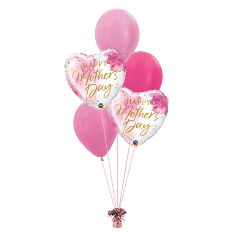 Small Mother's Day Balloon Bouquet  - Complement any of our arrangements with our standard size foil balloons inflated with helium.  Set of 2 foils 3 latex. *Design and color may vary.