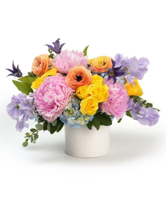 Pastel Elegance - A refined mix of peonies and specialty European garden blooms in soft pastel tones designed with elegant charm