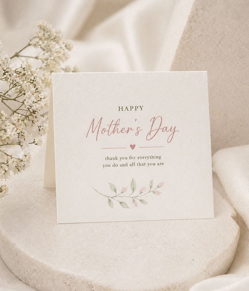 Mother Day Card - Sometimes the sweetest gifts are the words hand written.  Buy her a beautifully designed, Mother’s Day–themed card — the perfect finishing touch to hold a message she’ll keep forever. (Card design may vary.)  Simple, meaningful, and full of love