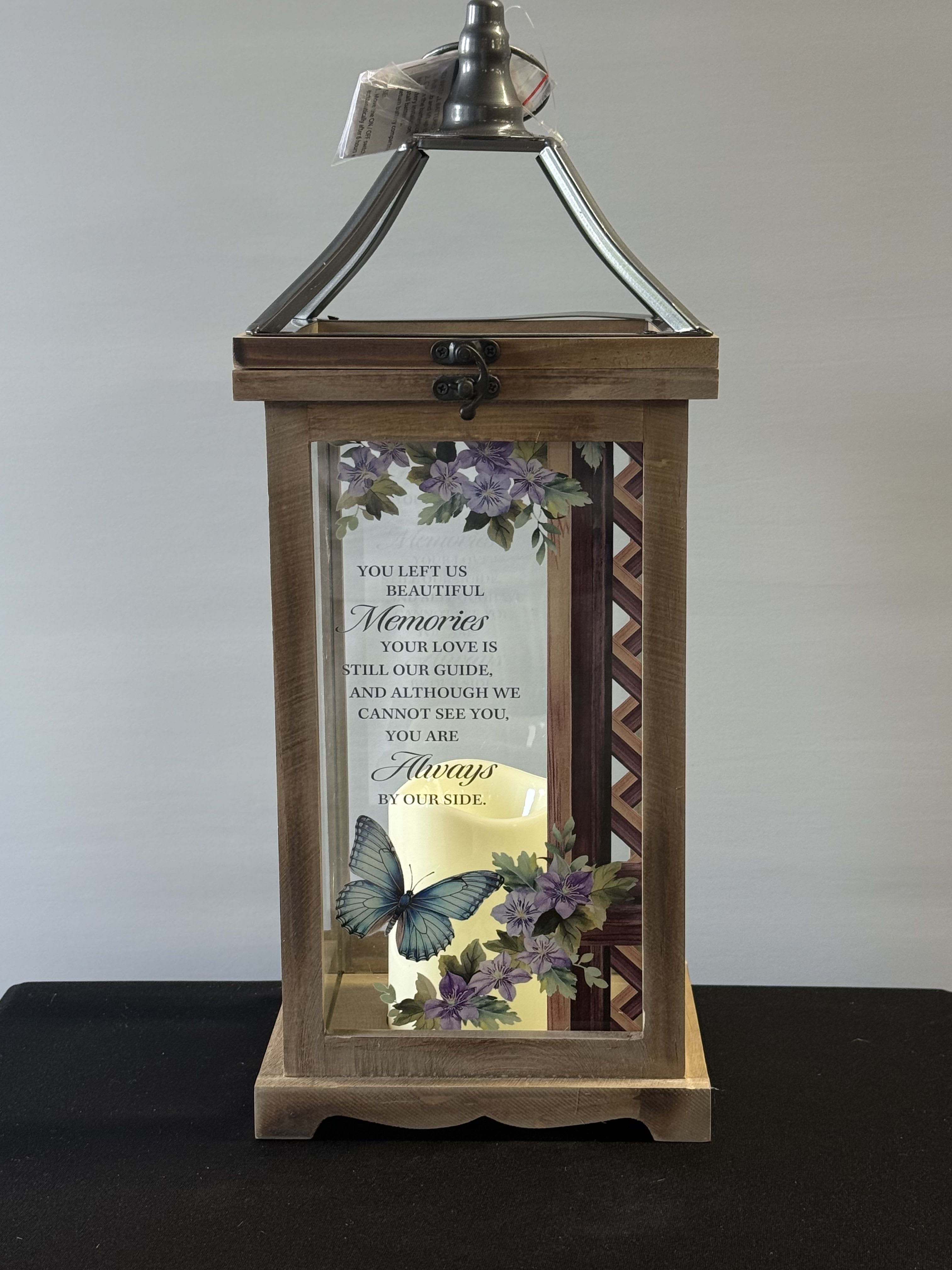 Beautiful Memories Lantern - 16 1/2"  Lantern With LED Candle "You left us beautiful memories, Your love is still our guide, and although we cannot see you, you are always by our side"