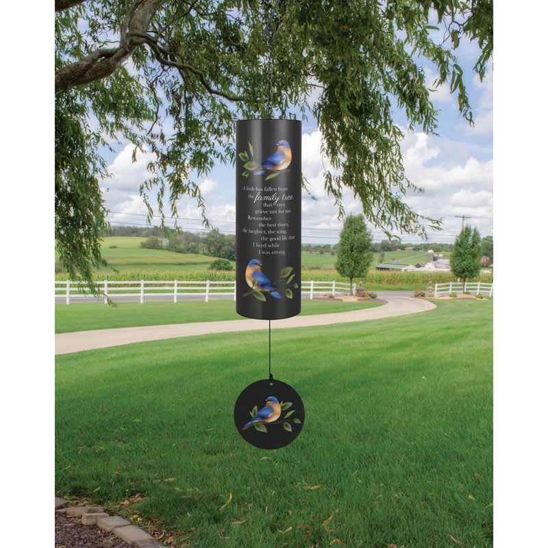 Family Tree 36 in Cylinder Windchime - Family Tree Windchime - A limb has fallen from the family tree that says grieve not for me.  Remember the best times, the laughter, the song, the good life that I lived while I was strong.