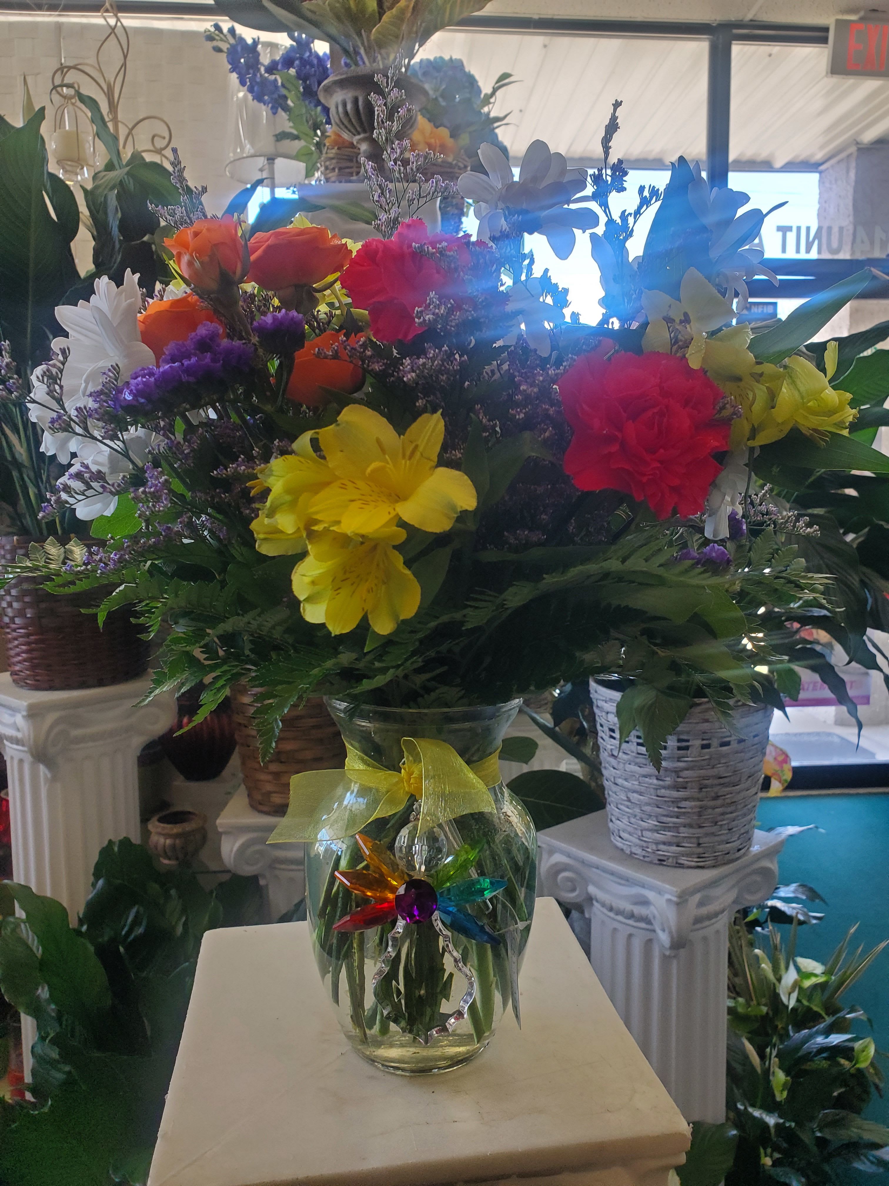 MY ANGEL BOUQUET - SPRING MIX FRESH FLOWERS WITH ANGEL KEEPSAKE