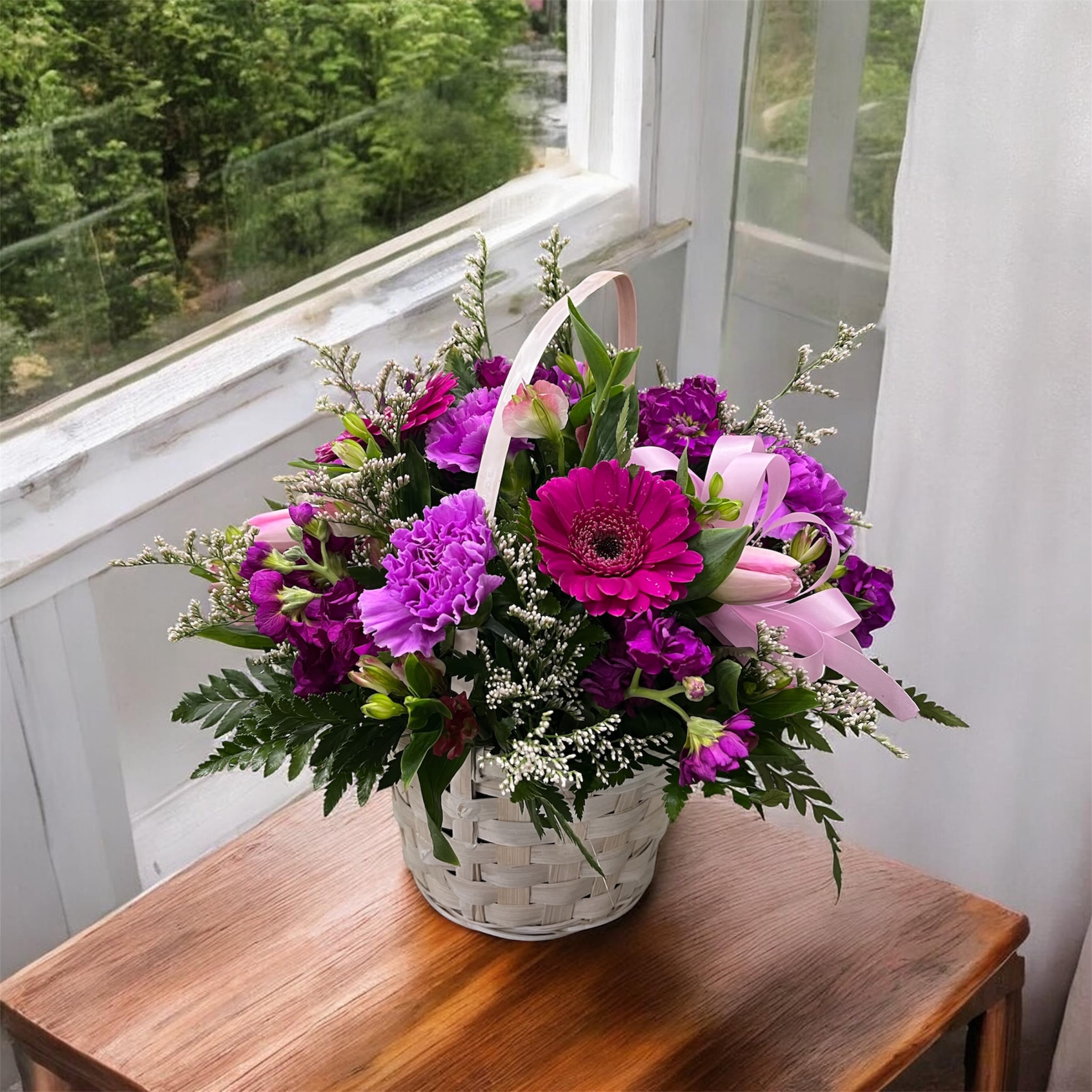 Mothers Day Designers Choice Basket Arrangement  - A heartfelt Mother’s Day basket—fresh blooms beautifully arranged to make her feel truly cherished.