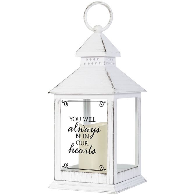 Our Hearts Lantern - W: 4" H: 11" D: 4" Batteries Included