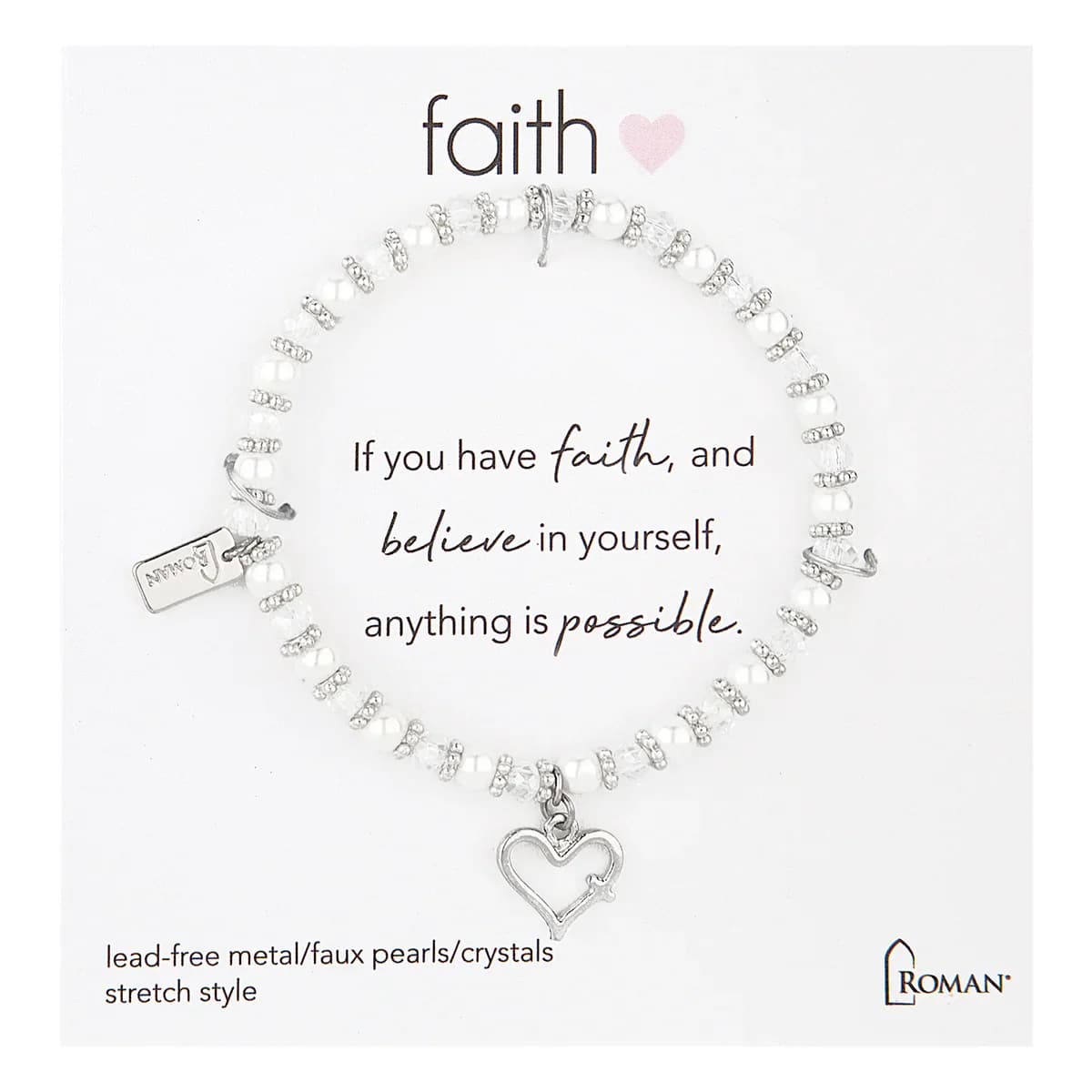 Silver Faith Pearl Bracelet - A delicate and meaningful stretch bracelet designed to inspire confidence and positivity. It's perfect for everyday use and it makes a thoughtful gift for someone special. 