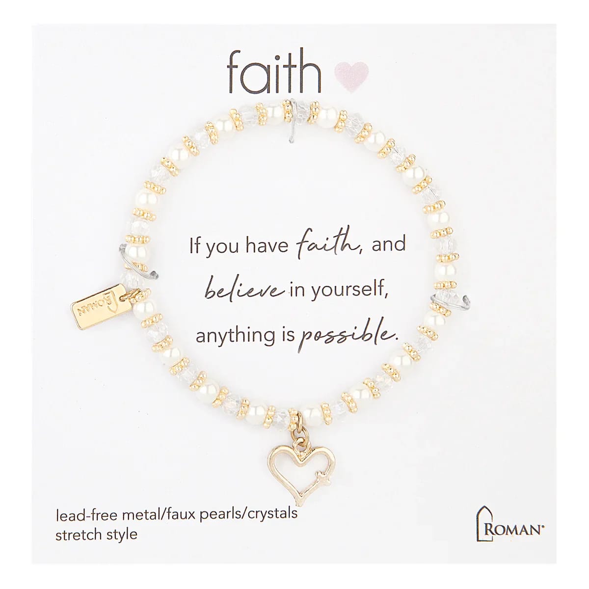 Gold Faith Pearl Bracelet - A delicate and meaningful stretch bracelet designed to inspire confidence and positivity. It's perfect for everyday use and it makes a thoughtful gift for someone special. 