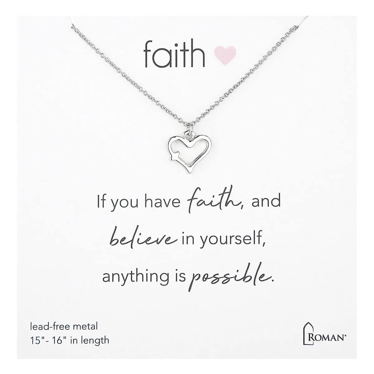 Silver Faith Heart Necklace  - A simple and elegant necklace designed to inspire. Featuring a dainty chain and heart pendant, this piece carries an uplifting message. It's perfect for everyday wear or as a meaningful gift for someone special. 