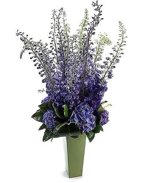 Blue Blessings - Blue delphinium and hydrangea arranged in a beautiful vase is a great gift at any time of the year. A minimum of 6 days is required before the delivery date for this item