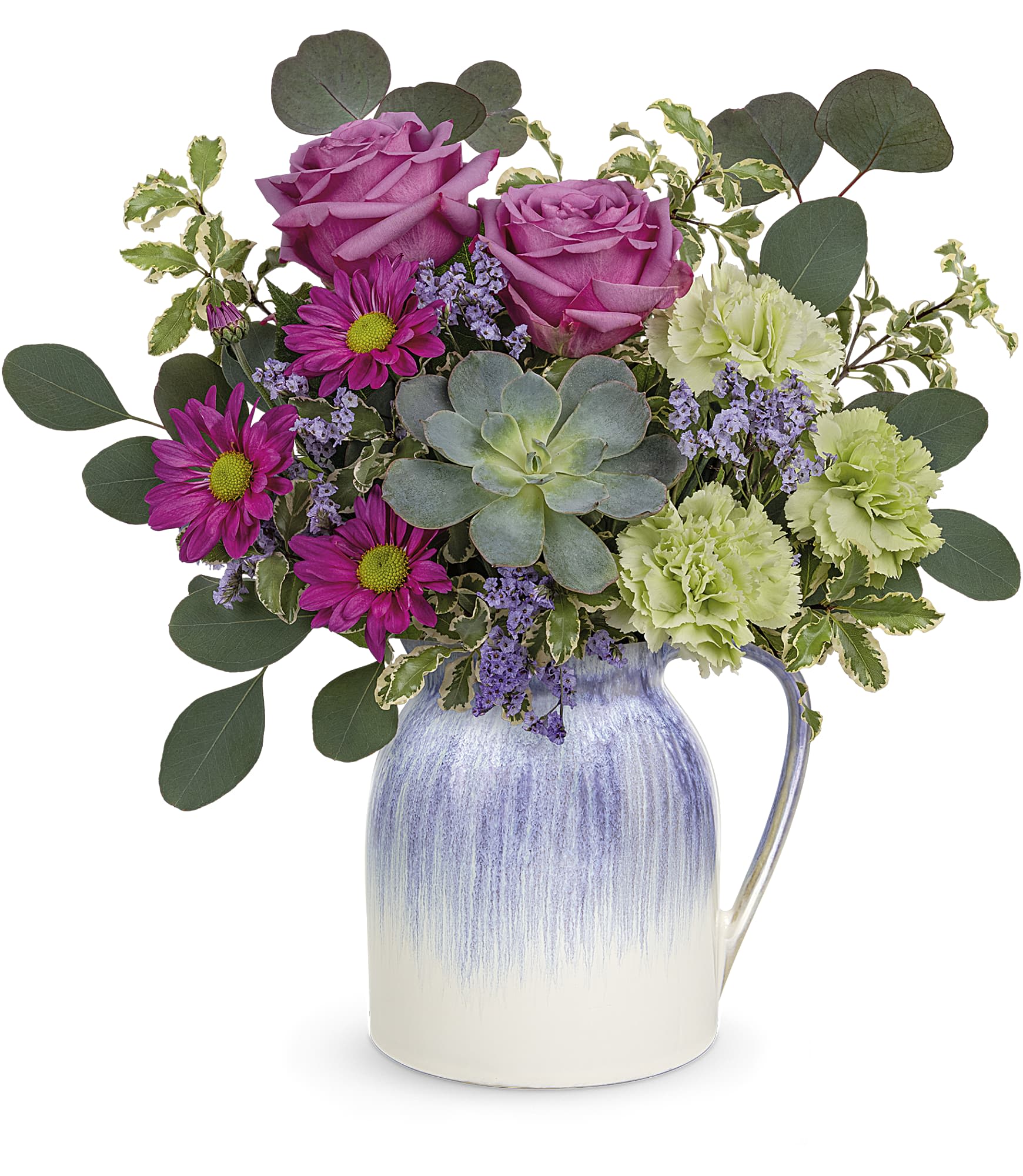  Springtime Treasures Bouquet - Pitcher perfect! Delivered in a florist's choice vase.