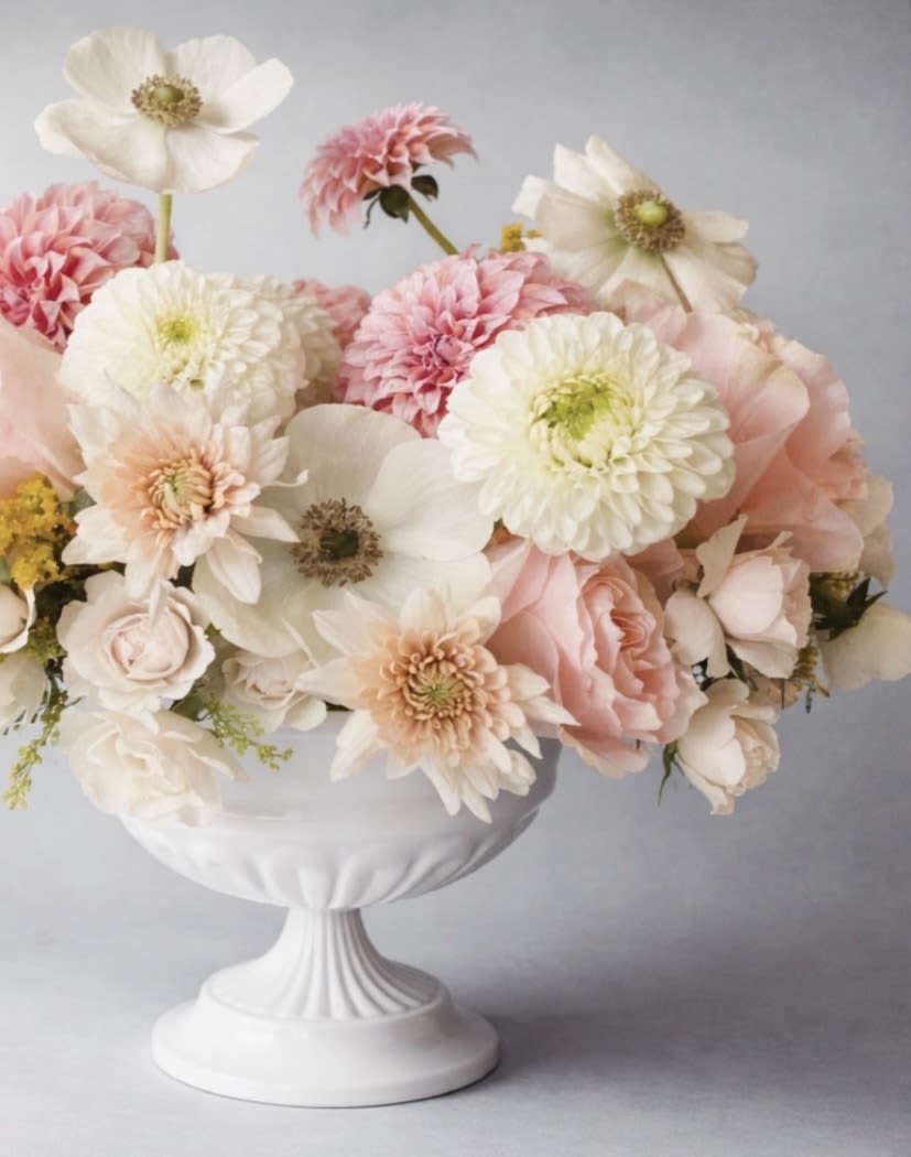 Peaches and Cream  - Soft, luminous, and effortlessly romantic—Peaches &amp; Cream is a study in warmth and refinement. Featuring layered peach garden roses, delicate cream spray roses, and airy seasonal accents, this design is composed to feel light, fluid, and quietly luxurious.  The palette leans into sun-warmed tones and subtle contrast, creating a piece that feels both fresh and elevated—never overdone. Designed with an editorial eye, each stem is intentionally placed to highlight movement, texture, and natural beauty.  Perfect for Mother’s Day or any moment that calls for something soft, feminine, and undeniably elegant.  Please note: Specific varieties of flowers may vary based on seasonal availability while maintaining the overall color palette and style. 