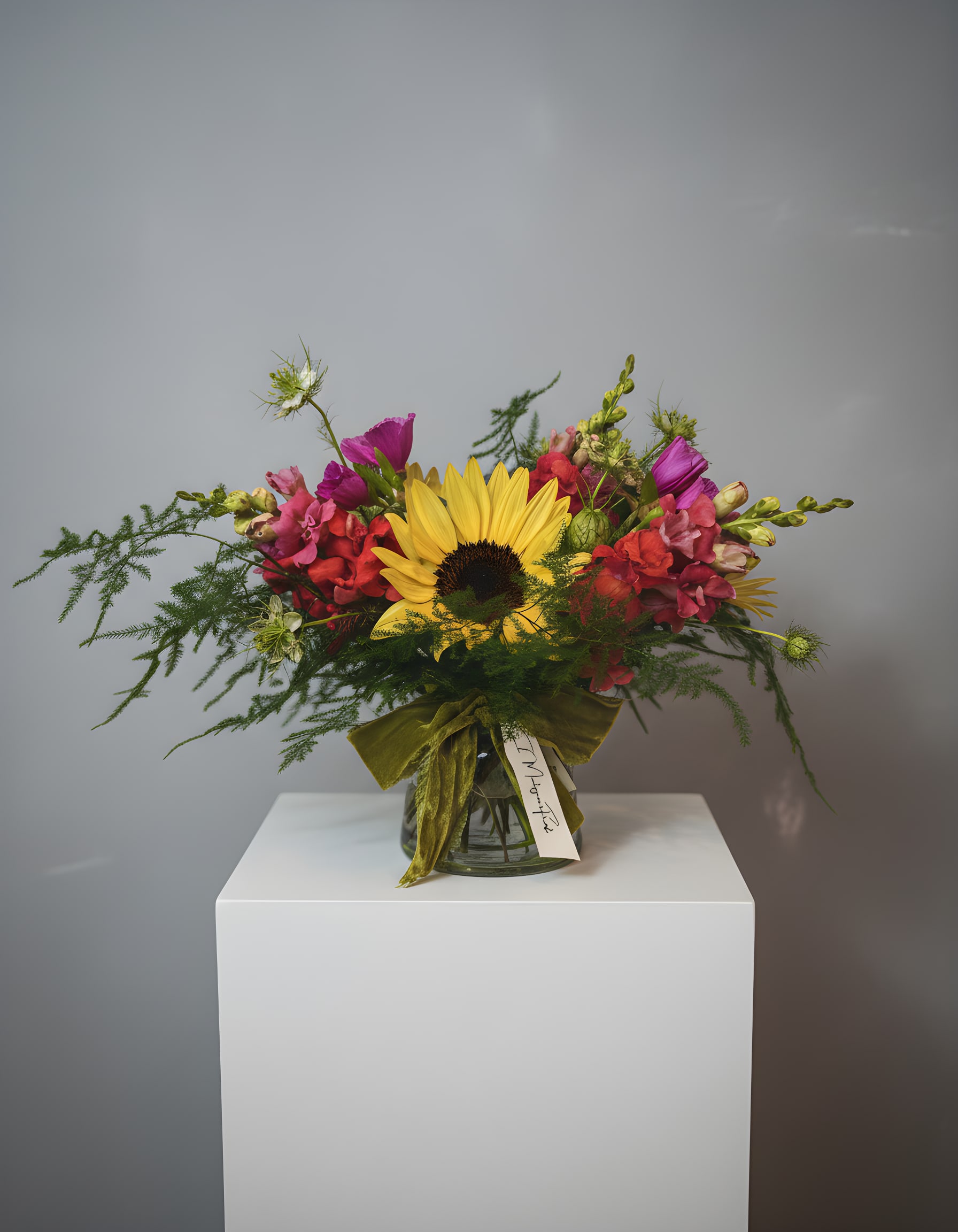 Slice of Sunshine - Because flowers follow the rhythm of the seasons, availability changes often. Your arrangement may vary from the photo, and some varieties may differ. We design with the freshest blooms available, making substitutions when needed—while always preserving the overall mood: fresh, artful, and beautifully composed.  For specific flower or color requests, please contact us before ordering.