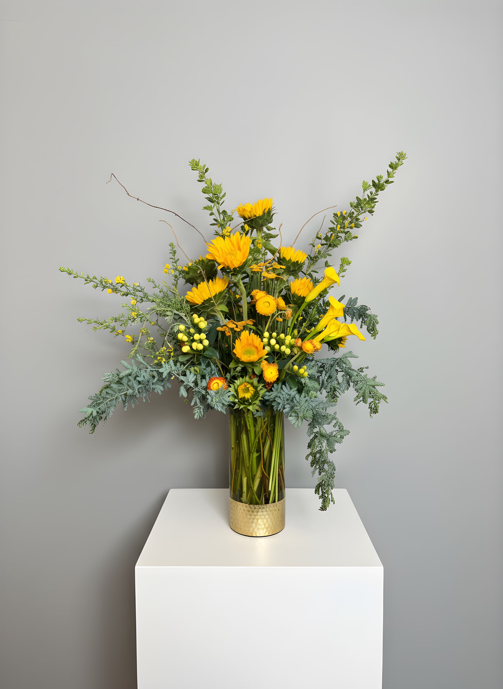 Golden Hour  - Because flowers follow the rhythm of the seasons, availability changes often. Your arrangement may vary from the photo, and some varieties may differ. We design with the freshest blooms available, making substitutions when needed—while always preserving the overall mood: fresh, artful, and beautifully composed.  For specific flower or color requests, please contact us before ordering.