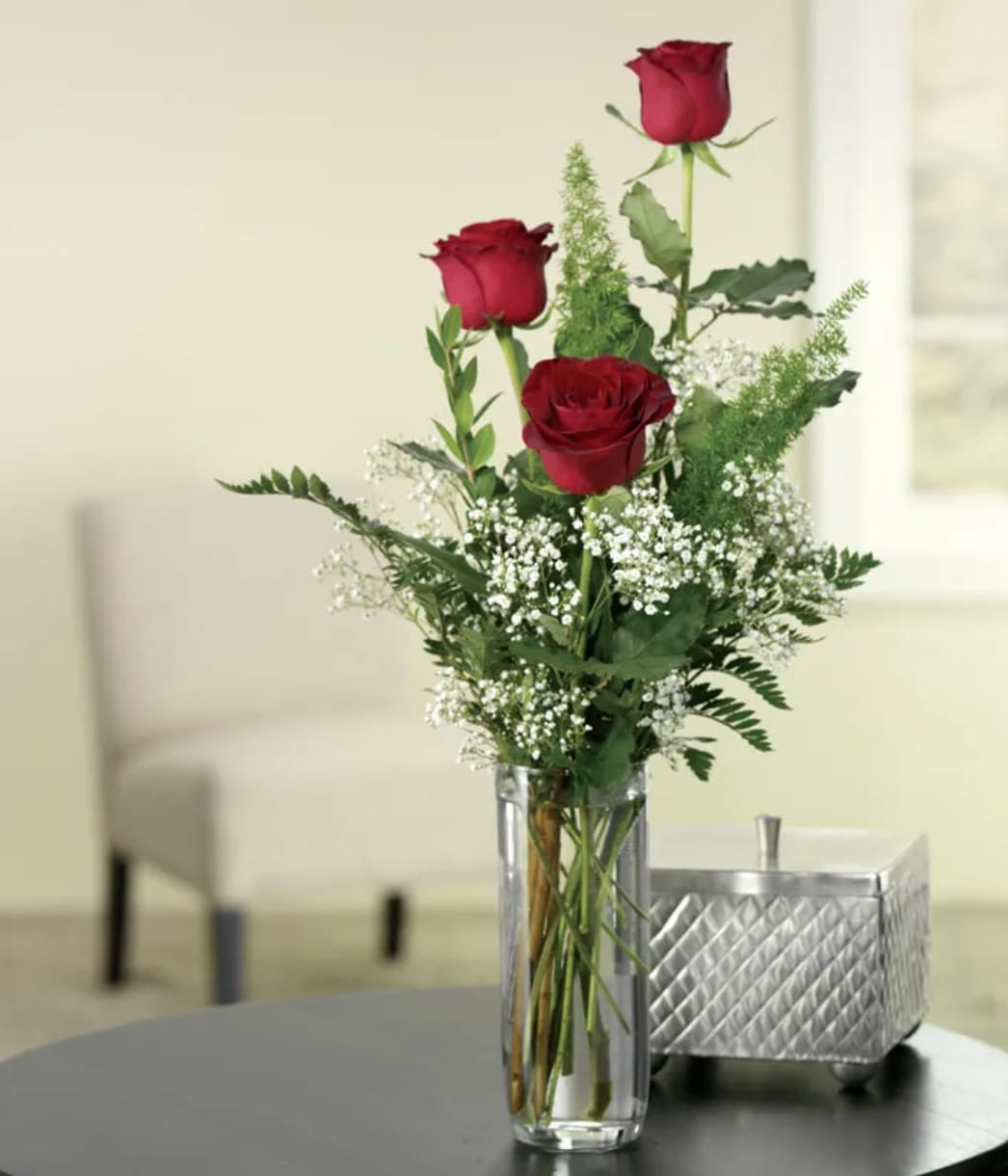 XO by BloomNation™ - Send a cute and sweet red rose bud vase to your love, your friend, or your relative for Valentine's day. Sending this arrangement is a lovely gesture and shows that you are thinking of them without breaking the bank!  Approximate Dimensions: 5"D x 15"H