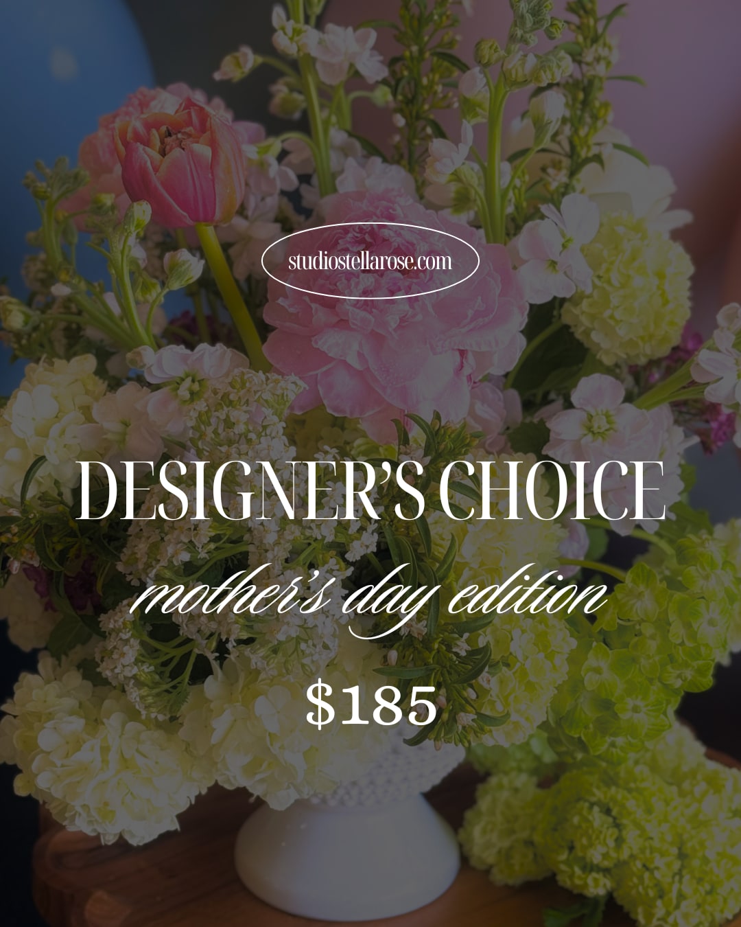 Designer's Choice Deluxe - Mother's Day Edition - Designer’s Choice Deluxe – Mother’s Day Edition   Celebrate beautifully with our custom Designer’s Choice Mother's Day bouquet, an artfully arranged selection of the freshest seasonal blooms, wrapped and ready to gift.   Choose your style:  Light &amp; Bright – Soft pastels and sunny hues for a cheerful, airy feel. Subtle &amp; Hued – Moody, elegant tones with a gentle, romantic vibe. Vibrant &amp; Bold – Lush colors and striking contrasts for maximum impact.   Each bouquet is made to order by our floral designers with creativity and care in every stem.