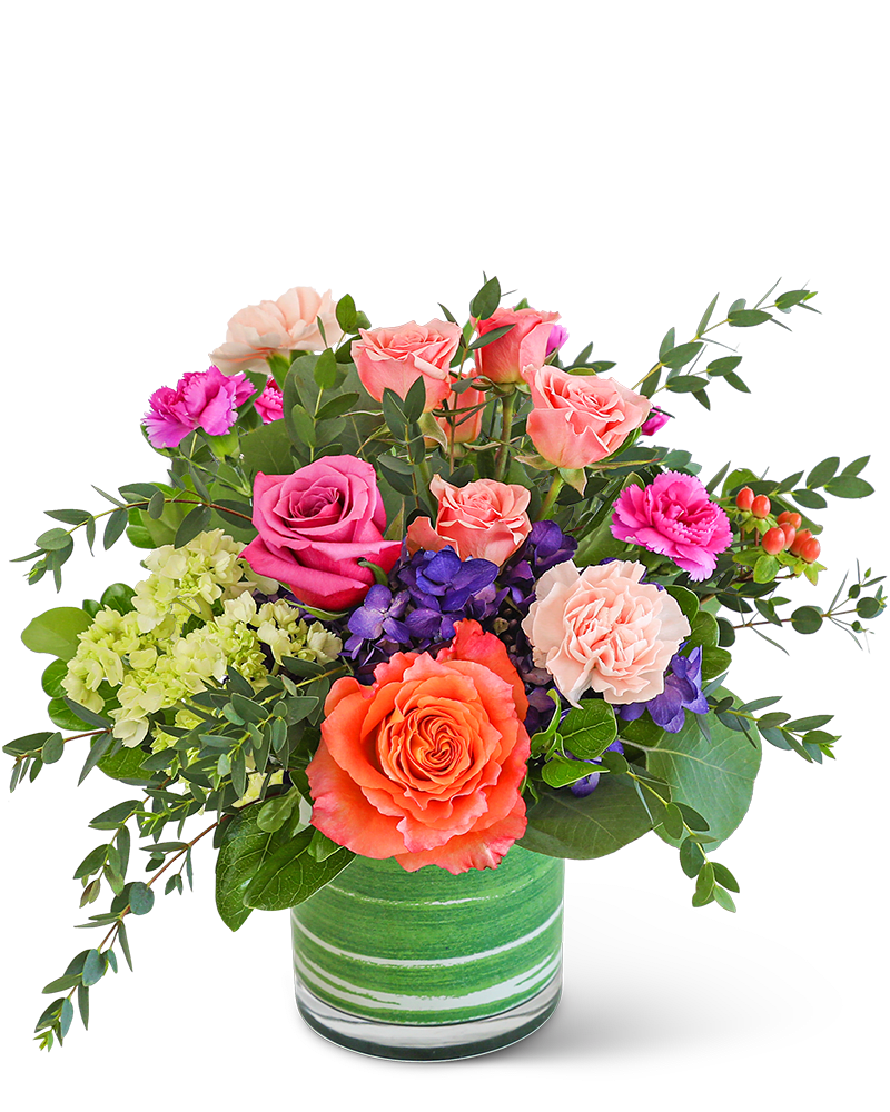 Perfectly Prismatic - Perfectly Prismatic is a wonderful birthday or romantic gift. Let us help make their day with this special flower design! If you want us to deliver flowers, but want something extraordinary, we suggest Perfectly Prismatic. It features beautiful roses, hydrangeas, carnations, and other premium foliage that will add a pop of color to any space.