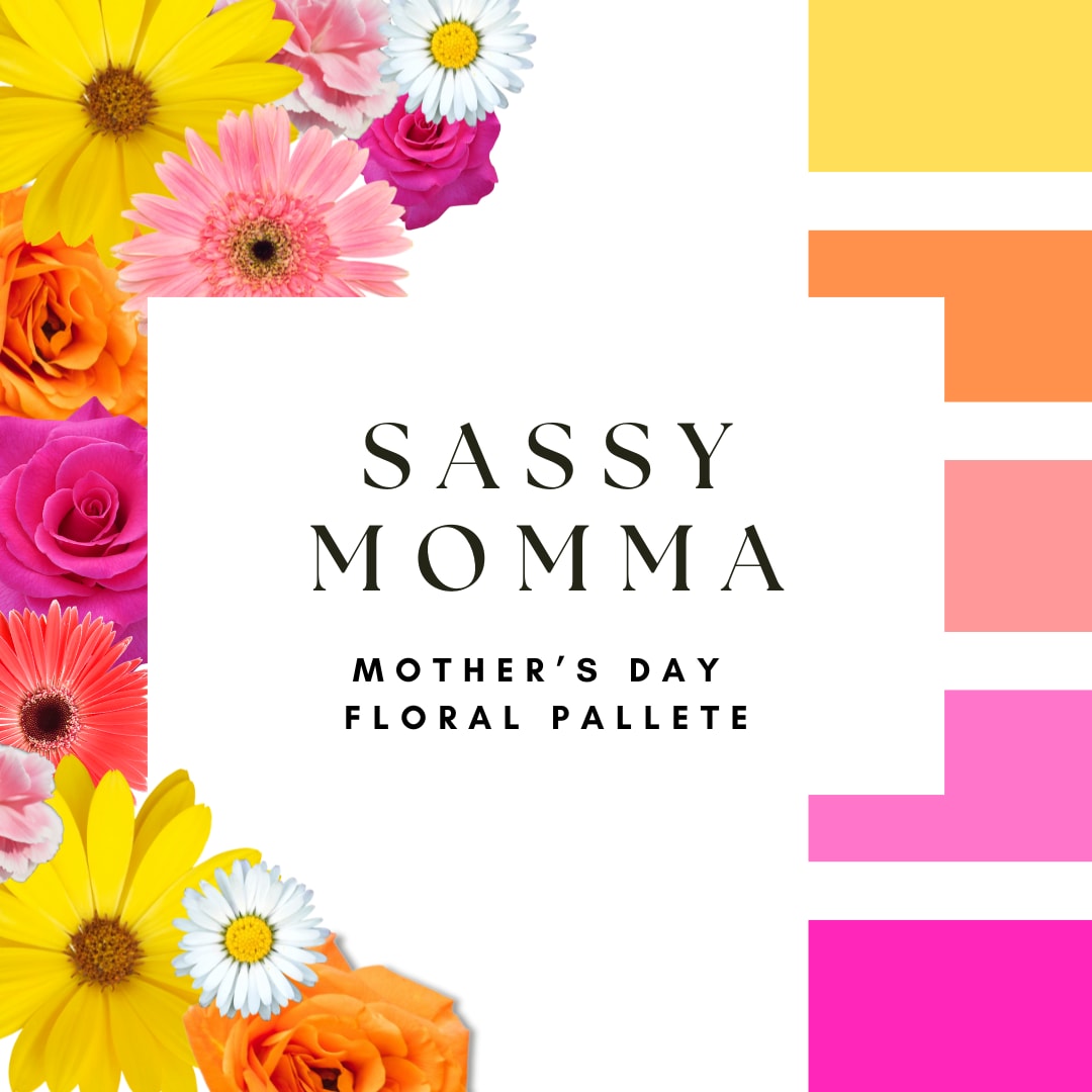 Sassy Momma - This palette sets the tone—we’ll bring it to life. Our designers hand-select the freshest blooms available in these colors to create a one-of-a-kind bouquet. The flowers shown are examples of the palette, and each arrangement will be uniquely designed with the best of what’s in season.