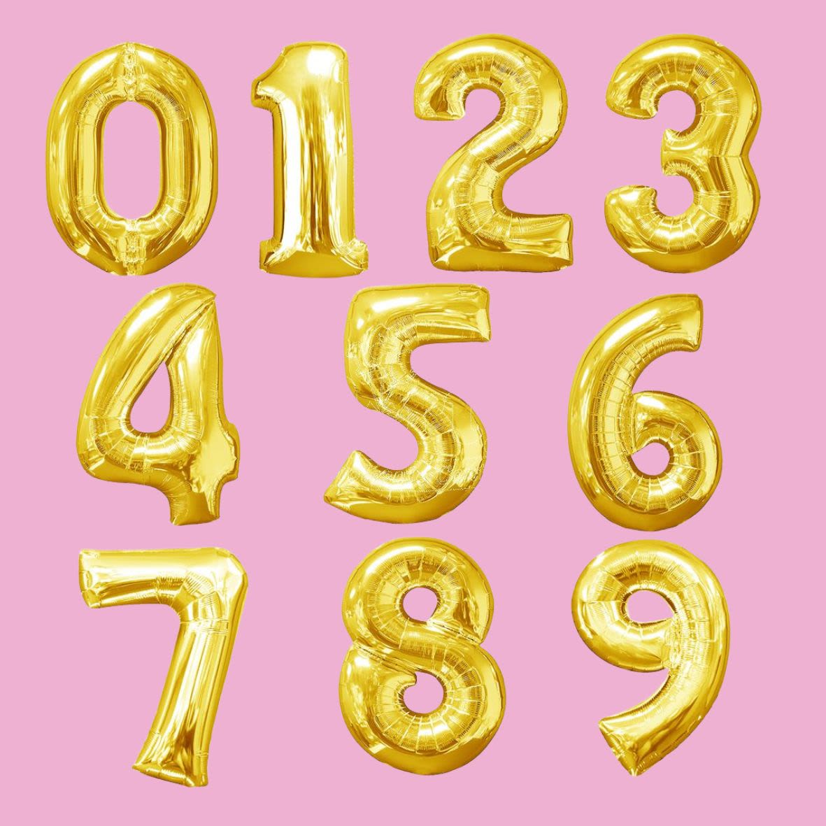 Gold Number Balloons  - Shiny gold foil number balloons bring instant party sparkle to birthdays, anniversaries, graduations, and every milestone celebration. These Gold Number Balloons are the showpiece that announces the moment-whether you're marking a 1st birthday, a 50th anniversary, or a new graduation year-giving the person you're celebrating an unmistakable, festive focal point that reads "this is your day."  Perfect for gifting to a friend, family member, or colleague who deserves a bold celebration, these balloons make the recipient feel seen and celebrated the moment guests arrive. Order details: select the numbers you need to spell the age or year