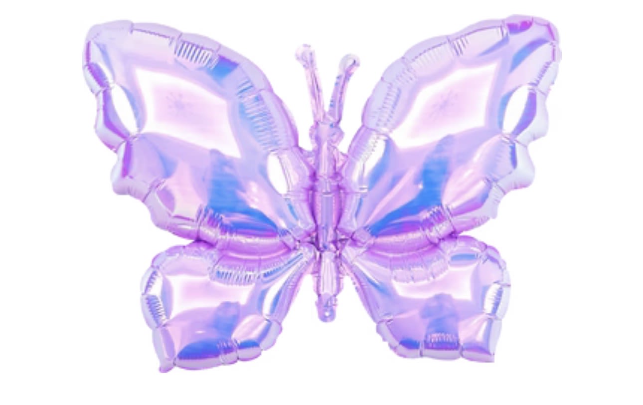 Iridescent Butterfly Balloon- AIRFILL ONLY - 26" Airfill Only Iridescent White or Purple Butterfly Balloon