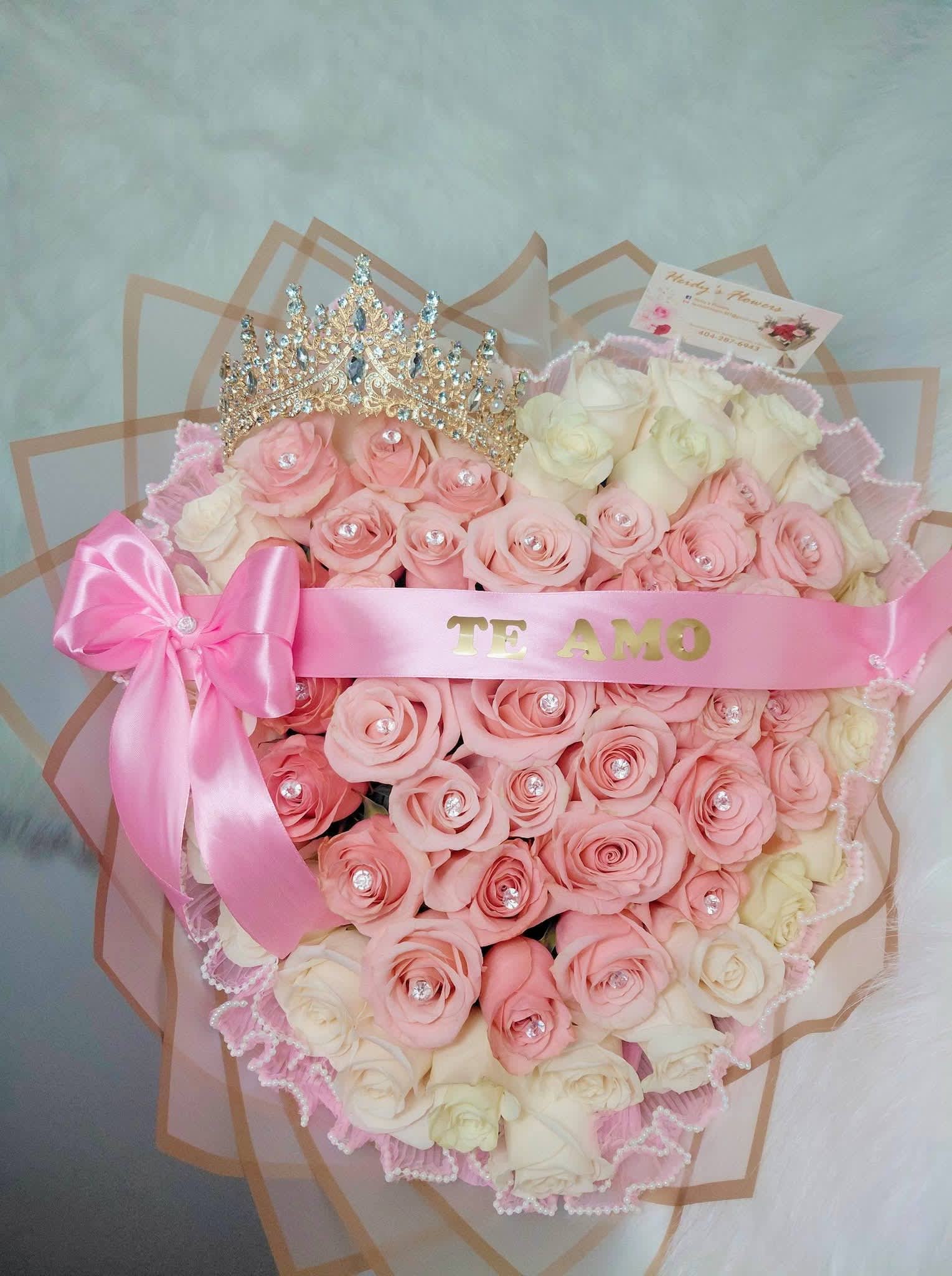 Sweet hear. Corazon dulce. blanco y rosa - Beautiful bouquet of 