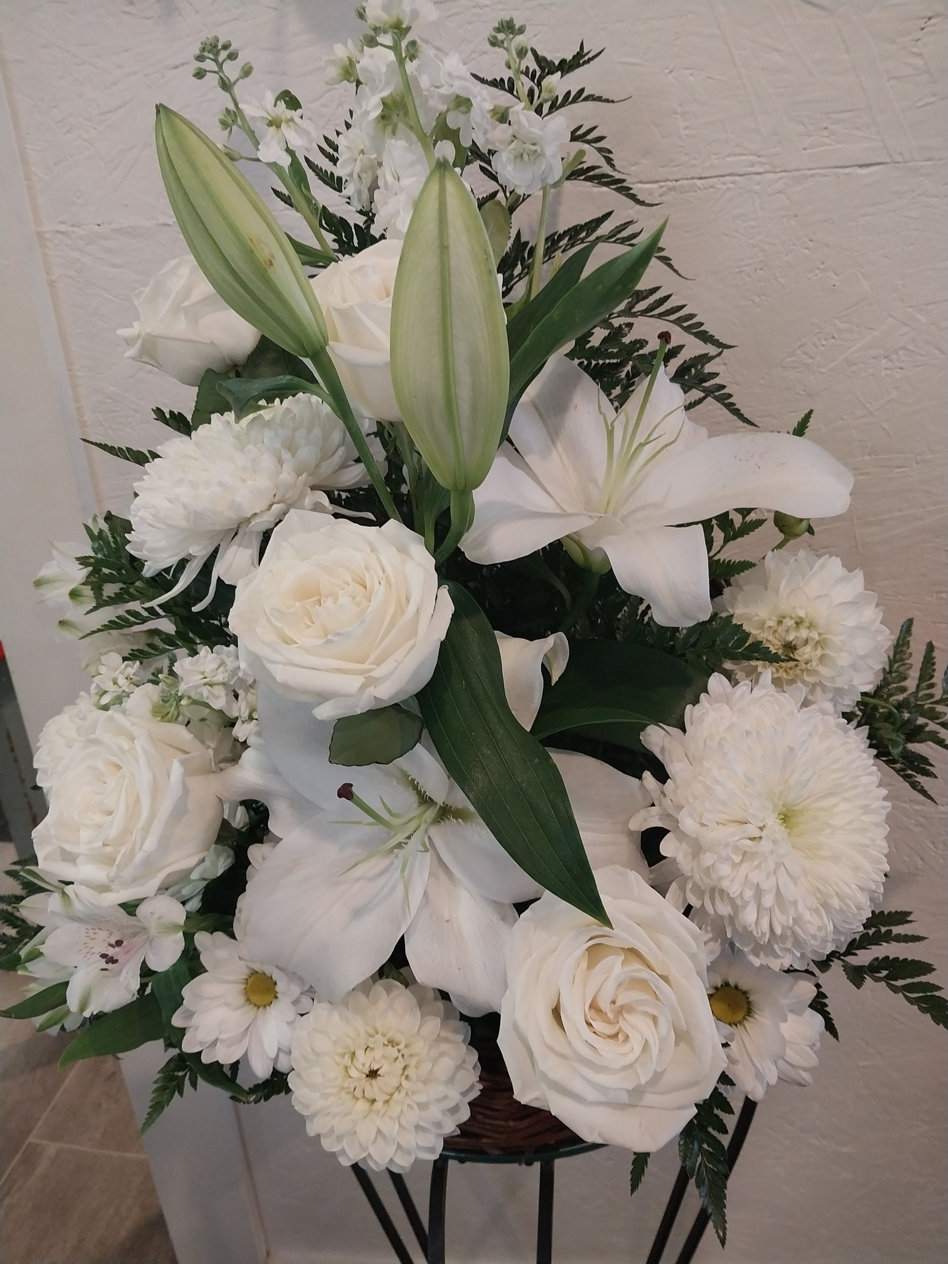Diamond Frost  - White roses White Lilies White stock White Cremons white Peruvian Lilies 