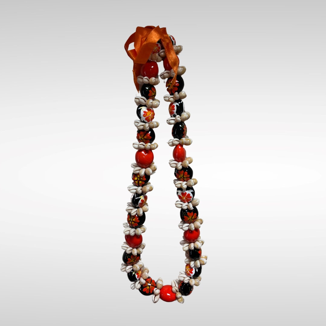 Orange and Black Kukui Nut Lei - Orange and Black Kukui Nut Lei