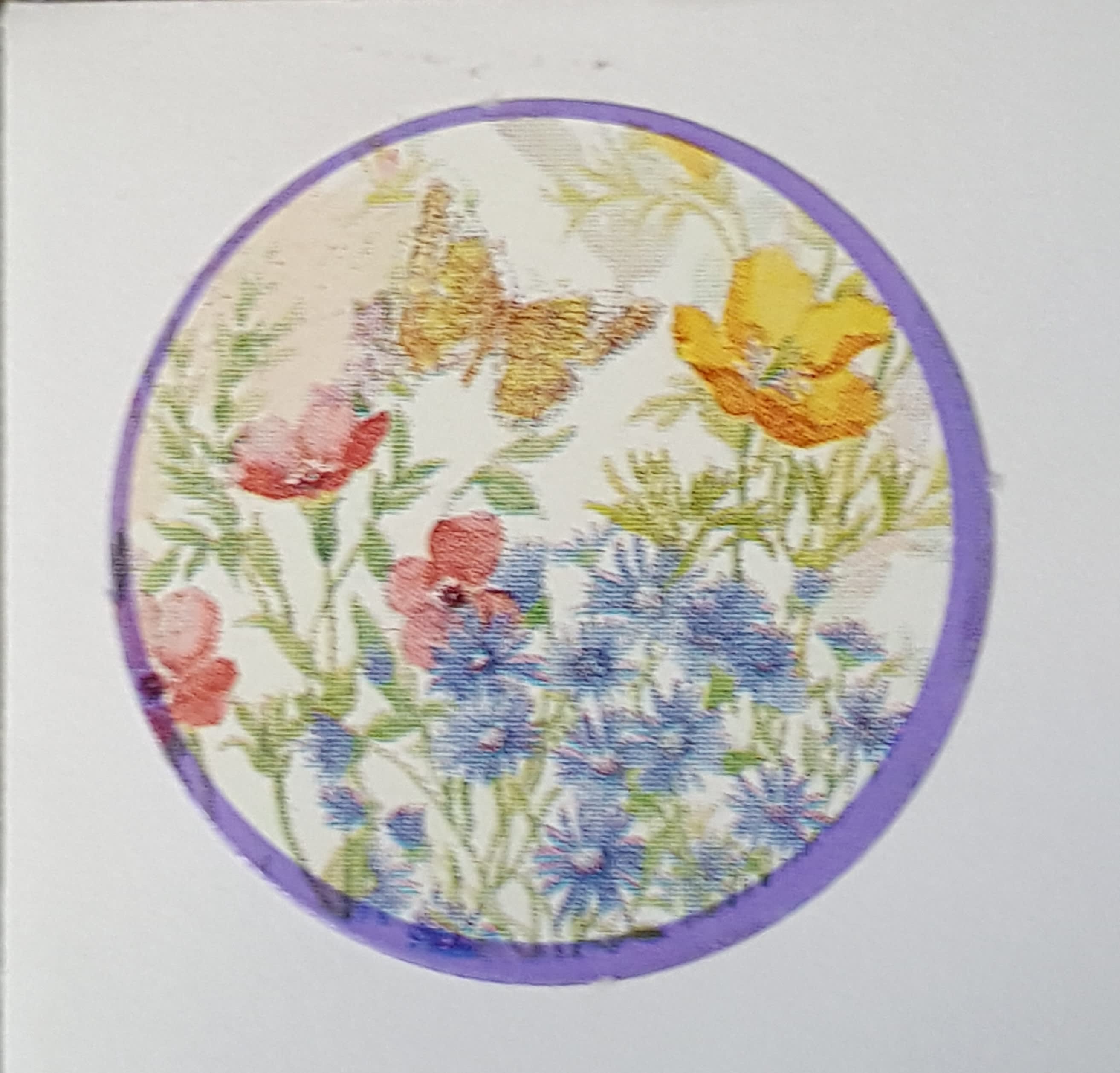 Designers choice designed with a butterfly! - A vase mix of colors &amp; flowers, mixed greens &amp; texture with twigs &amp; butterfly to complete the garden look.