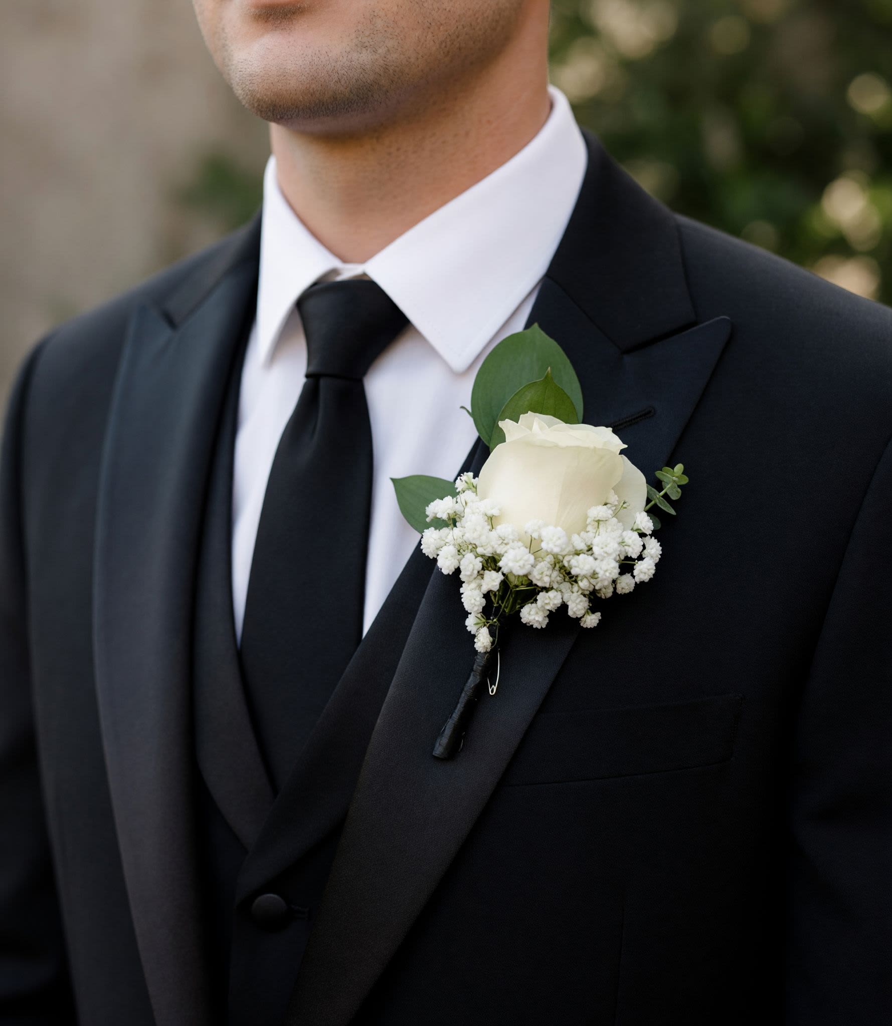 Prom Boutonniere ONLY - Boutonniere   ROSE CAN BE PINK OR WHITE, IF YOU NEED A DIFFERENT COLOR PLEASE LEAVE IT IN THE NOTES. RIBBON COLOR CAN BE CUSTOMIZED 
