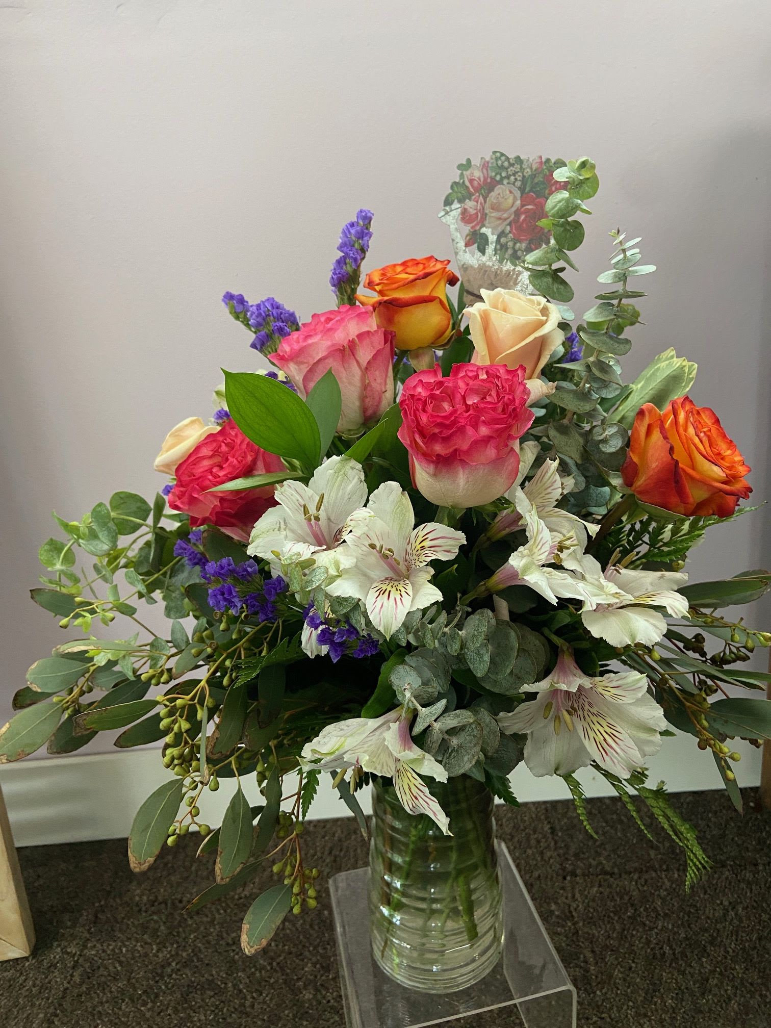 Mother’s Day Special - Roses For Mom - A beautiful mix of roses, alstroemeria, statice, and greens to show how grateful you are for Mom. 