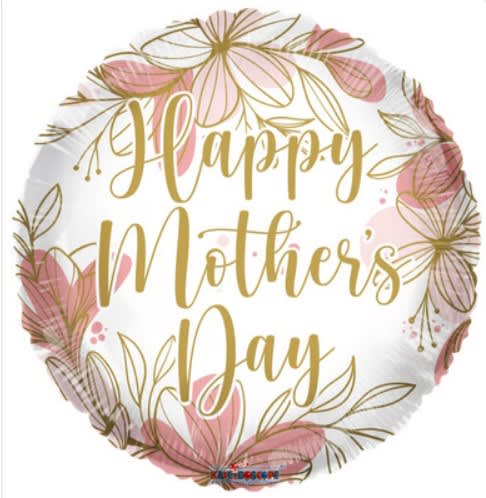 Happy Mother's Day Balloon - Happy Mother's Day 18" Helium Mylar. Mylar is only representative, other styles might be used.