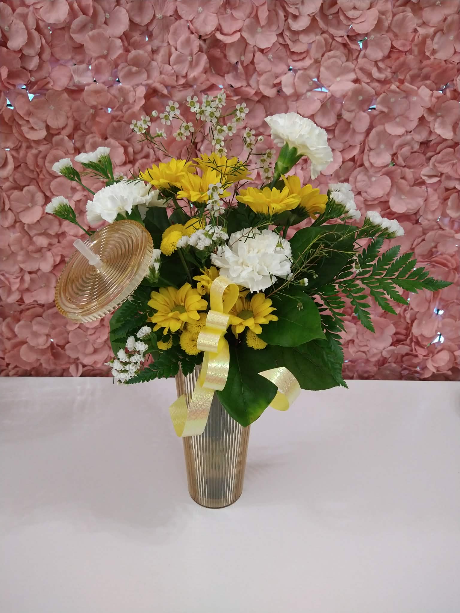 Mother's Day Mirrored Artistic Tumbler - An assortment of florals in a sturdy tumbler with a lid and straw. Colors vary but you can request specific colors in special instructions.