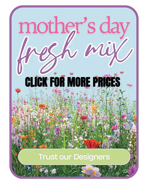 Mother's Day fresh mix sign with a wildflower field background