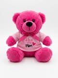 Small Mother's Day Bear - Hot Pink Mother's Day Bear with "I Love Mom" T-shirt.