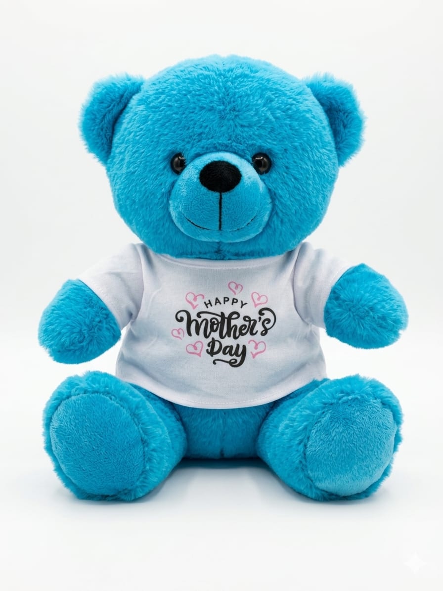 Large Blue Mother's Day Bear - Large Sized Blue Mother's Day Bear with "Happy Mother's Day" T-Shirt