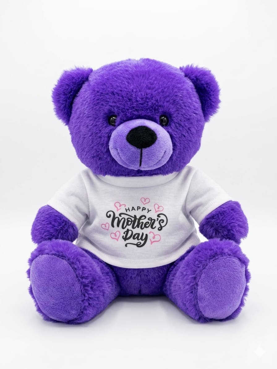 Large Purple Mother's Day Bear  - Large Sized Purple Mother's Day Bear with "Happy Mother's Day" T-Shirt
