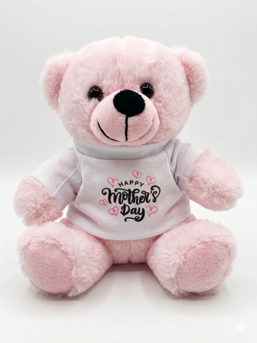 Small Light Pink Mother's Day Bear - Small Light Pink Mother's Day Bear with "Happy Mother's Day" T-Shirt