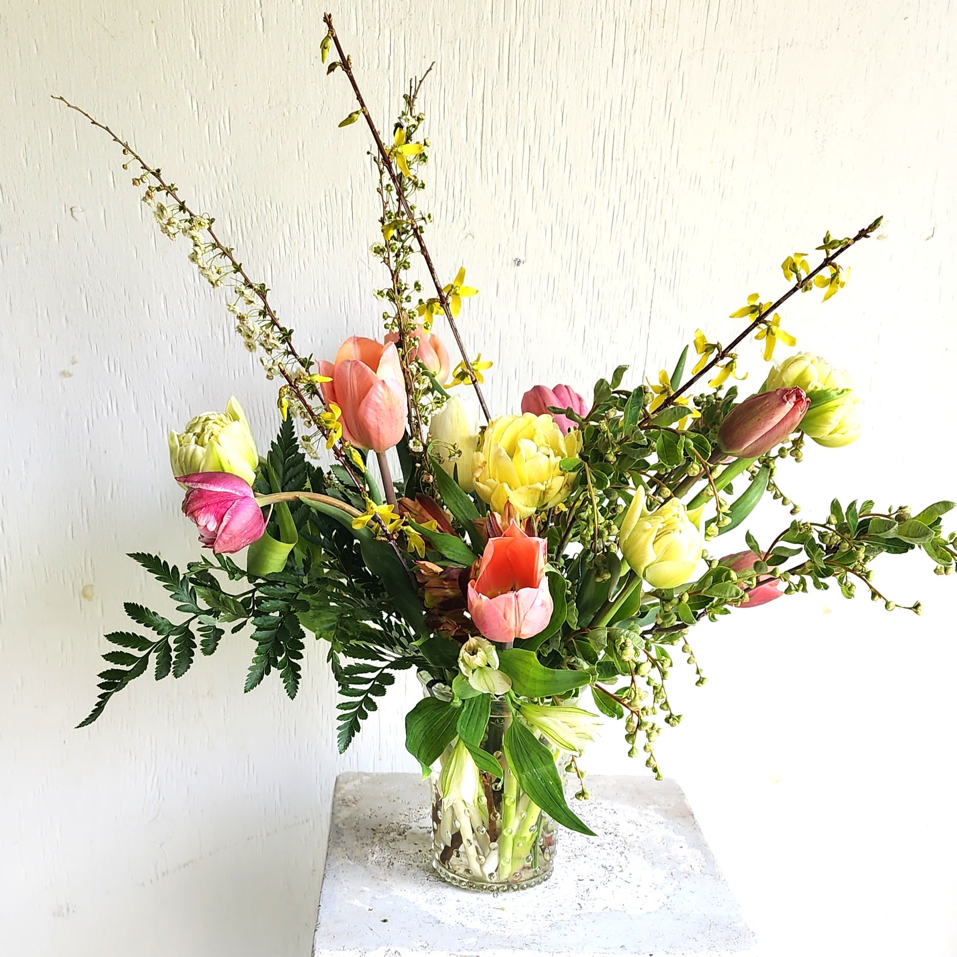 Whimsical Wildflower - We are a small studio florist in a small town. Every bouquet we create is a one-of-a-kind creation, tailored to the season, availability of flowers, color choice, artistic interpretation, and the current materials available. The photos do not represent the exact flowers that will be delivered. They are intended to provide you with an idea of  the variance that can be expected.  The season, availability of flowers, interpretation, and the current materials available.  