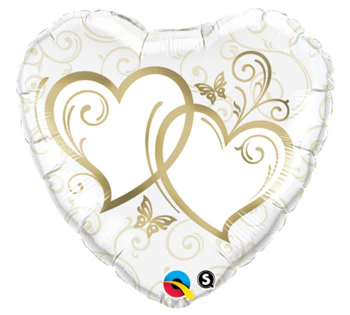 18" Gold Hearts Mylar - Select this beautiful mylar balloon with gold entwining hearts.