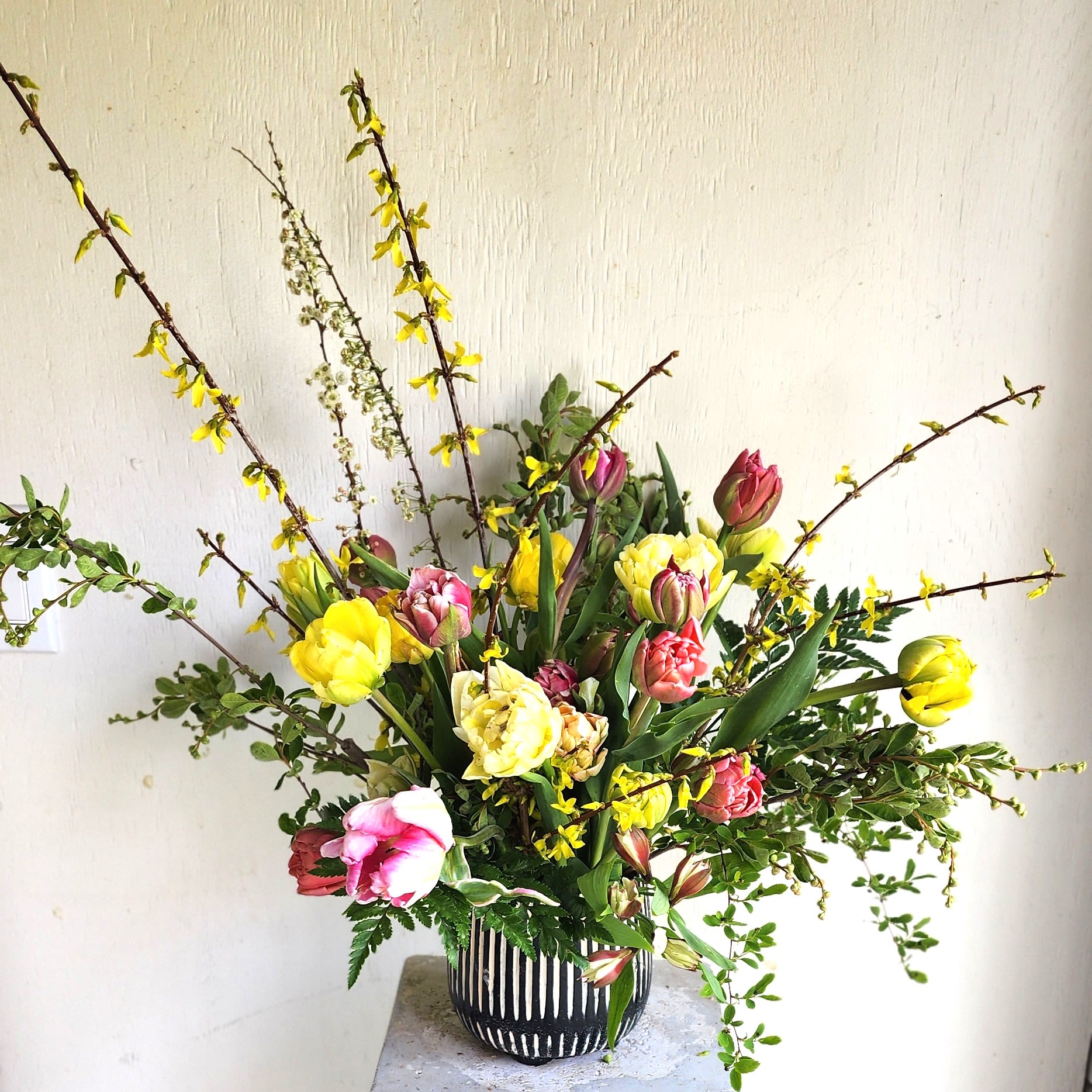 Golden Hour  - We are a small studio florist in a small town. Every bouquet we create is a one-of-a-kind creation, tailored to the season, availability of flowers, color choice, artistic interpretation, and the current materials available. The photos do not represent the exact flowers that will be delivered. They are intended to provide you with an idea of  the variance that can be expected.  The season, availability of flowers,interpretation, and the current materials available.  